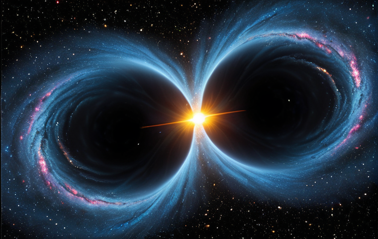 Cosmological Wonder**
A majestic view of two black holes colliding in deep space, generating powerful gravitational waves, cosmic dust swirling, distant galaxies visible, hyperrealistic, vibrant colors, volumetric lighting, safe for work, appropriate content, fully clothed, professional. perfect anatomy, natural proportions, family-friendly.
**